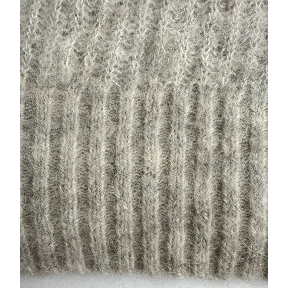 Everlane Sweater L Cocoon Alpaca Beige Long-Sleeve Pullover Crewneck Ribbed Knit - Picture 5 of 7